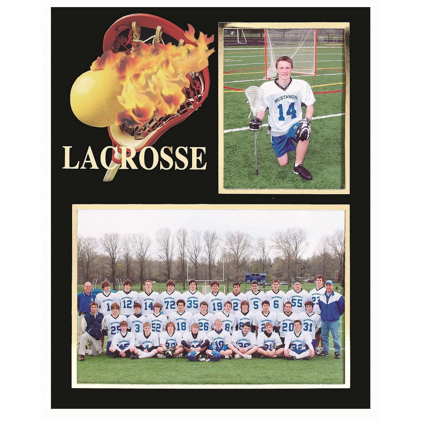 (10 pack) Lacrosse Player Team 7x5 3one-half inchx5 MEMORY MATES cardstock double photo frame sold in 10 s - 5x7