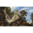 thumbnail image 2 of Roelant Savery 14x10 Black Ornate Wood Framed Double Matted Museum Art Print Titled: Landscape with the Flight into Egypt (1624), 2 of 5