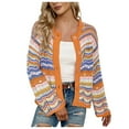 thumbnail image 1 of Cardigan en Tricot Rayé pour Femmes Coupe Ample Arc-en-Ciel à Boutons devant, 1 of 9