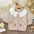 thumbnail image 2 of Generic Baby Girl Knit Cardigan Sweater Embroidery Doll Collar Knitwear Coat Toddler Fall Winter Clothes Baby Girl Autumn and Winter Knitted Cardigan Sweater, 2 of 5