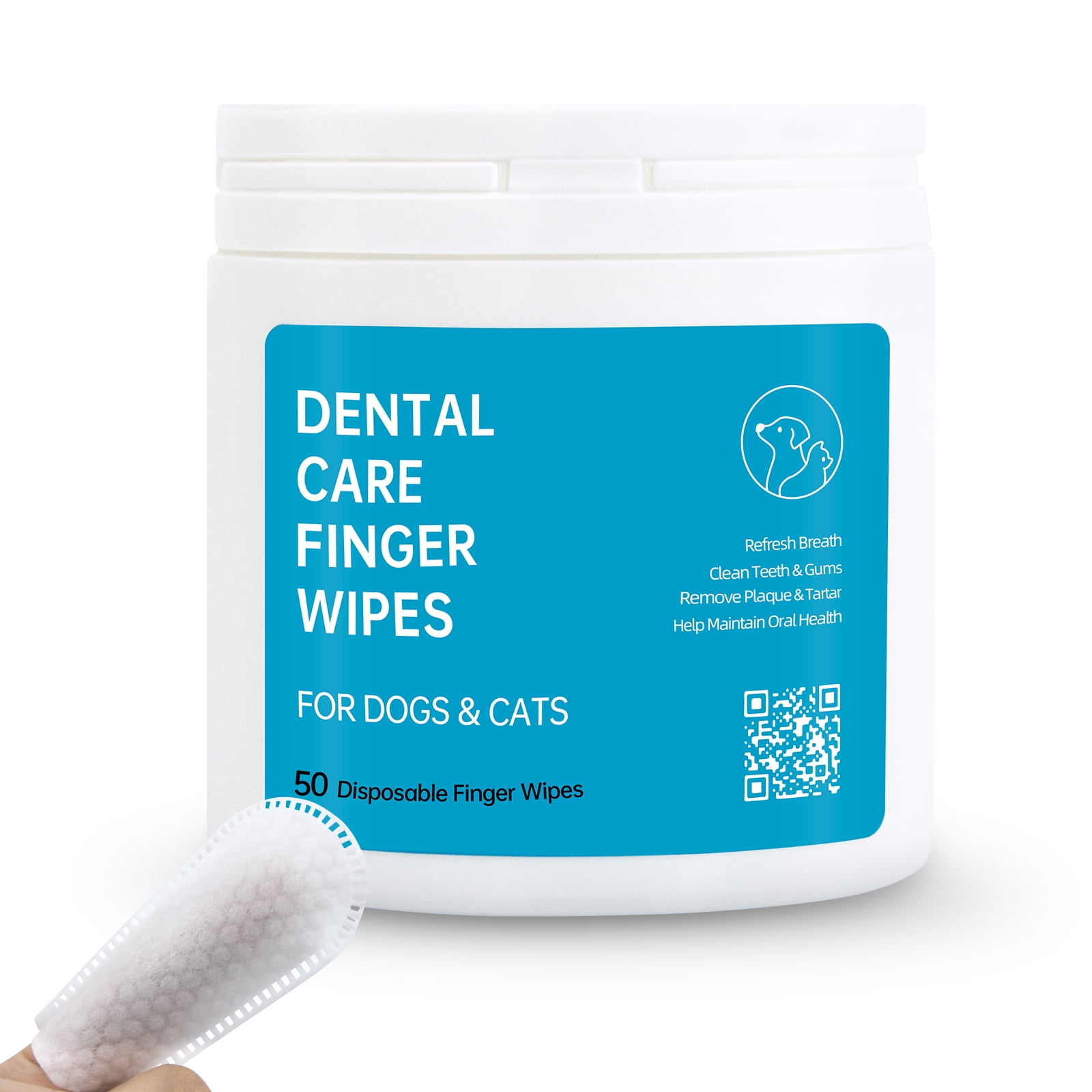 Tikysky Dog Teeth Cleaning Wipes 50 Count Dog Dental Care Finger