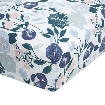 UPC: 0842332149572 | Aden + Anais Essentials Classic Crib Sheet 100% Cotton Muslin Female Flowers Bloom