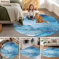 thumbnail image 6 of Blue Marble Round Living Room Rugs 5 ft, Modern Abstract Art Washable Area Rug with Non-Slip Sturdy Edge Binding Round Carpet for Entryway Kitchen Bedroom Bathroom, 6 of 9