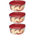 thumbnail image 1 of Recipientes cuadrados de almacenamiento de alimentos Ormromra 5 tazas con tapa paquete de 3 rojo WRJM-33, 1 of 1