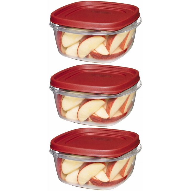 Recipientes cuadrados de almacenamiento de alimentos Ormromra 5 tazas con tapa paquete de 3 rojo WRJM-33