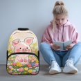 thumbnail image 3 of POLERO 17 Inches School Bag for Girls, Polyester Waterproof Large Capacity Bookbag, Pig In Floral Meadow, 3 of 9