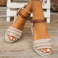 thumbnail image 2 of HAOTAGS Women's Wrap Strap Wedge Sandals, Relaxed Chic Buckle Open Toe Sandals Multicolor 7.5, 2 of 9