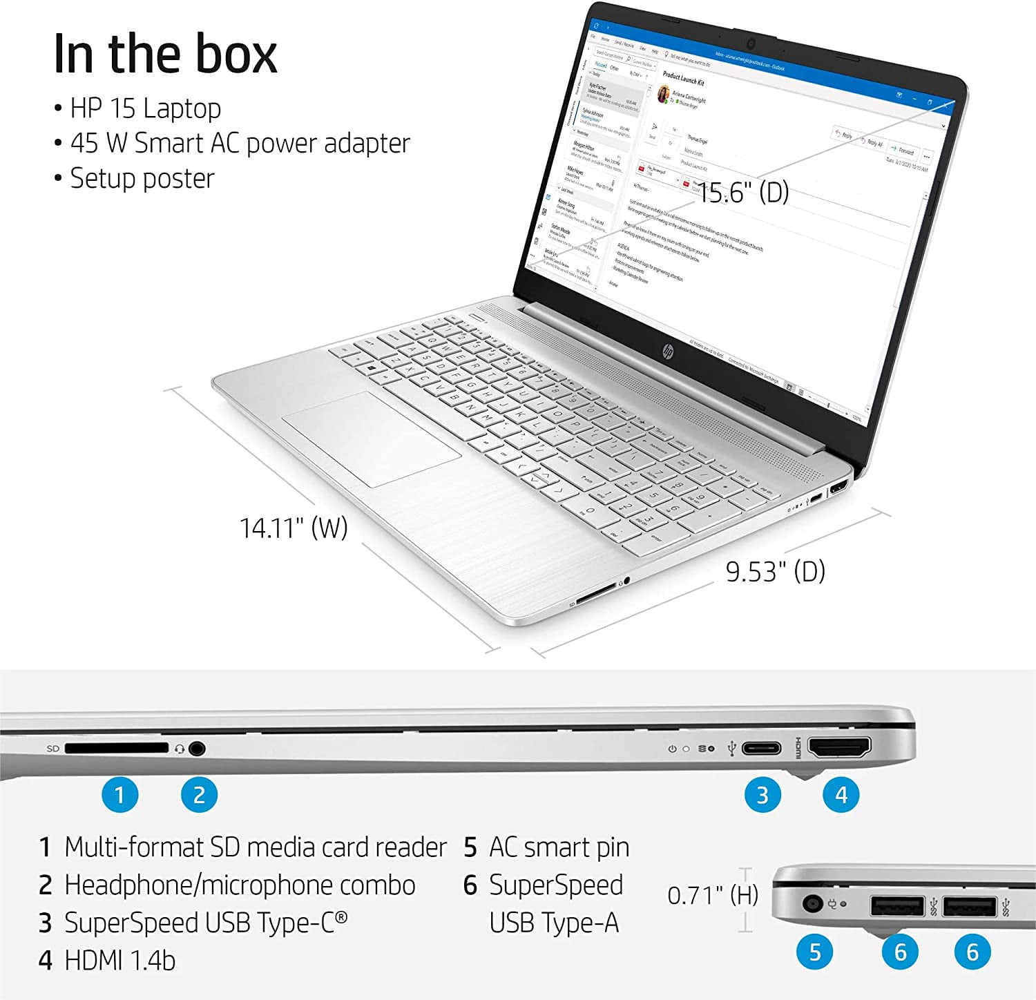 [Windows 11 Pro]HP 15.6" FHD Business Laptop Computer, Quad Core Intel i5-1135G7 processor, 16GB RAM, 512GB PCIe SSD, Wi-Fi 6, Bluetooth, Type-C, Natural Silver