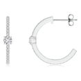 thumbnail image 2 of ANGARA Natural Diamond Hoop Earrings with Accents in 925 Sterling Silver for Women (Size-3.3mm| Color-H| Clarity-SI2) | April Birthstone, Anniversary Jewelry Gift for Women | Natural Diamond Earrings, 2 of 8