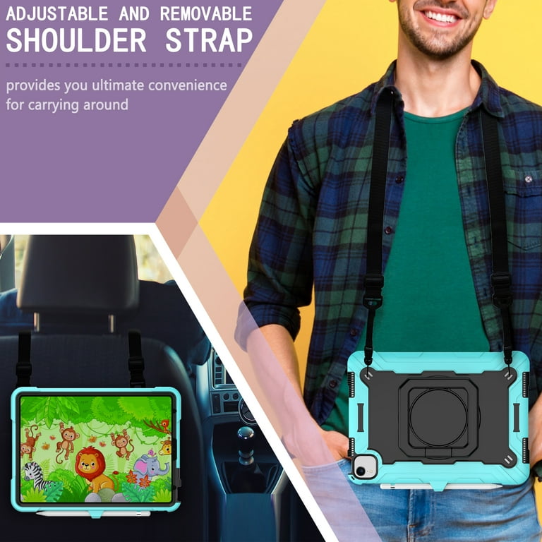 Rugged Rubber iPad Carrying Case with Strap and Handle