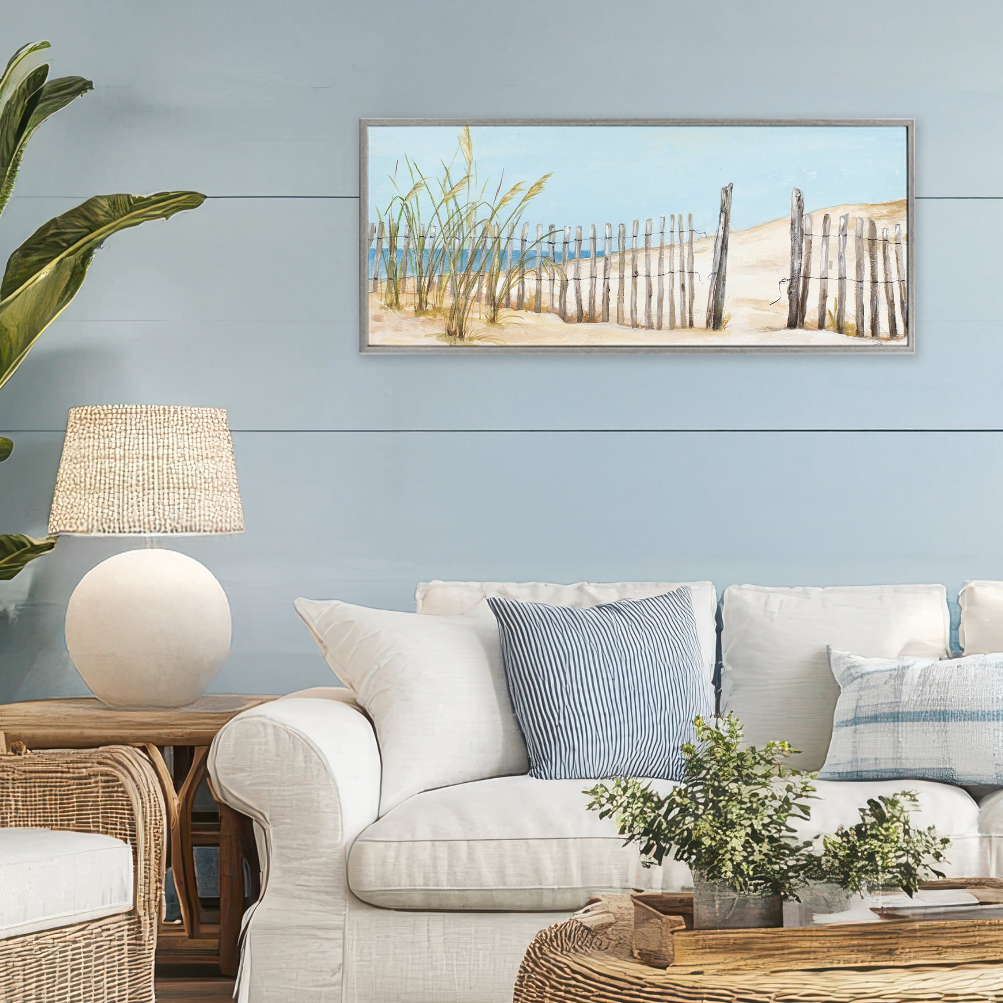 Stupell Industries Beach Fence Opening Gray Framed Giclee Art, design by Patricia Pinto