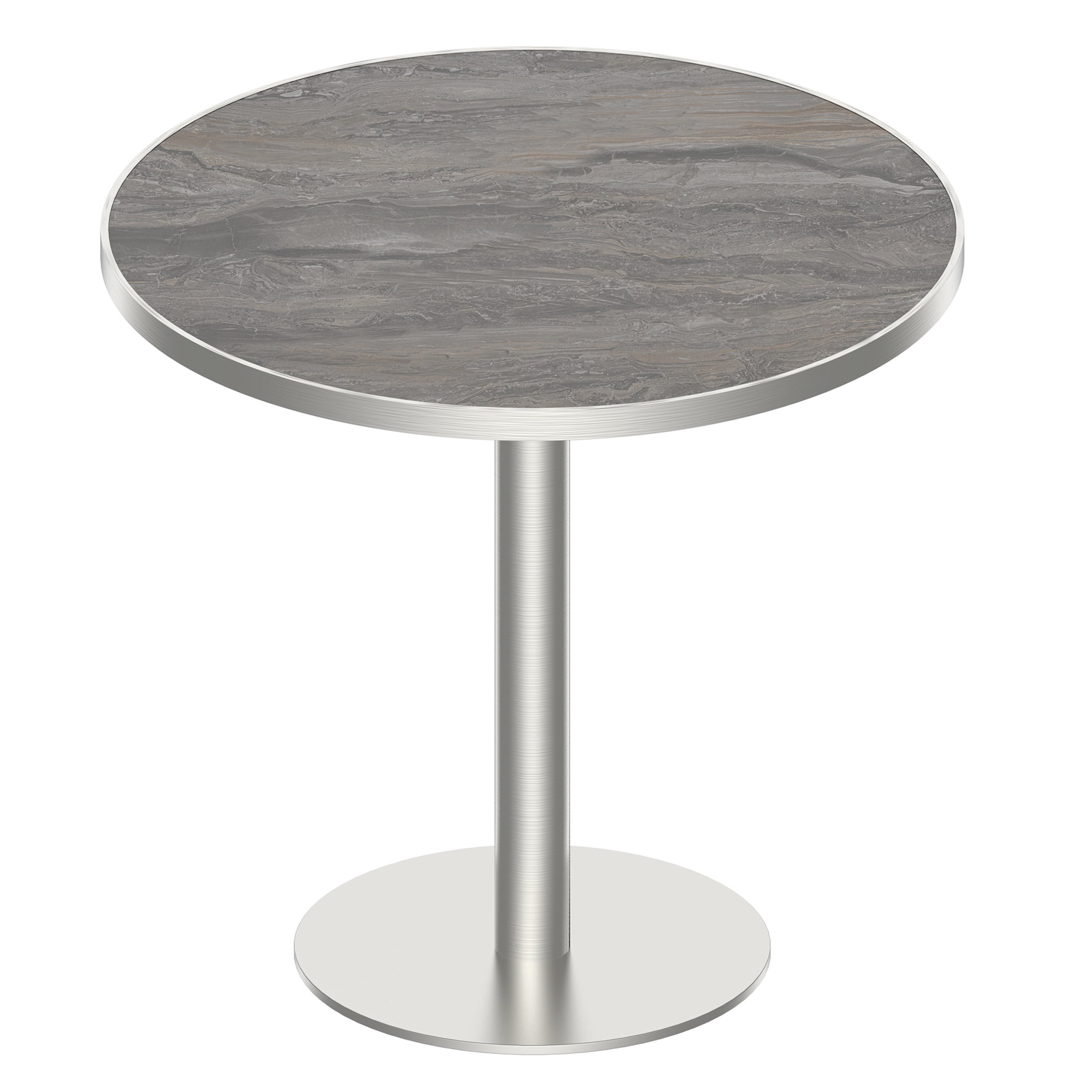 Noble House 31.5" Round Dining Table with Faux Marble Top, Luxury Bistro Table with Stainless Steel Legs, Gray & Silver