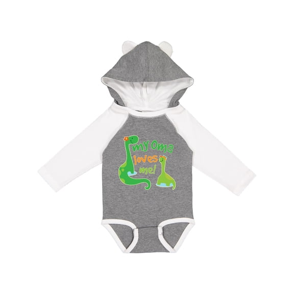 Inktastic My Oma Loves Me Dinosaur Boys Long Sleeve Baby Bodysuit
