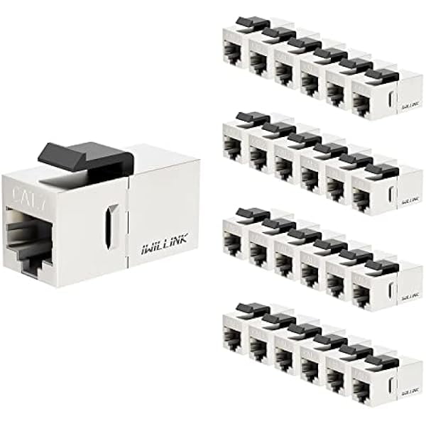 wonima11 10Gbps CAT7 Coupler RJ45 Keystone Shielded Coupler 25-Pack, Ethernet Coupler, Female to Female Keystone Jack, STP Keystone Insert for Cat7/Cat6a/cat6/cat5e Cable