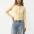 thumbnail image 5 of ClodeEU Women's Round Neck Button Front Knit Cardigan,Casual Long Sleeve Slim Fit Knit Outerwear ,Women's S-XXL, 5 of 7