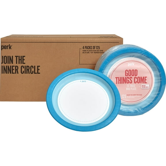 Staples Perk Heavy-Weight Paper Plates 10 Blue/White 500 PK54330CT