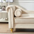 thumbnail image 5 of Chaise Lounge Chair with Storage,Upholstered Velvet Sleeper Lounge Sofa Recliner Chair,Rolled Arm Storage Ottoman Bench with Gold Metal Legs for Living Room Bedroom Apartment,Beige, 5 of 7
