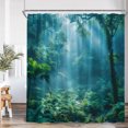 thumbnail image 2 of Natural Scenery Forest Green Shower Curtain Trees Sunshine Tropical Forest Nature Bathroom rations Bath Curtain with, 2 of 7