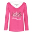 thumbnail image 4 of WREESH Womens Fashion Slim V Neck Blouses Warm Faux Furry Collar Pullover Pink Christmas Tree Printed T-Shirts Long Sleeve Tunic Tops Bottoming Shirt Pink, 4 of 4