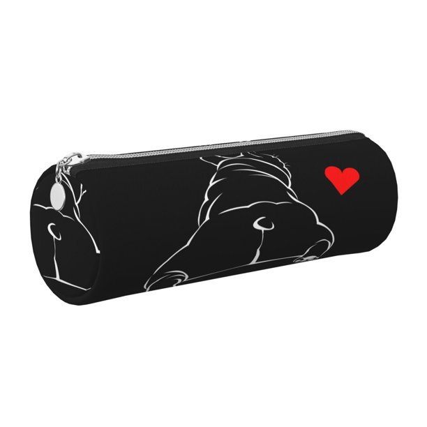 Disketp Animal Bulldog Estuche Organizador de Lápices de Cuero, Estuche de Oficina con Cremallera para Bolígrafo y Lápiz