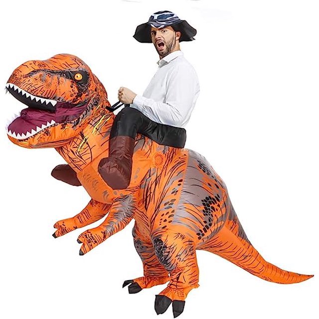 Disfraz de dinosaurio inflable para adultos, disfraz de T-rex inflable para montar, disfraz divertido para fiesta de Halloween, disfraz de dinosaurio para fiesta de disfraces