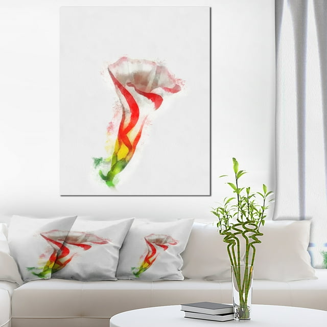 Croquis de Fleur Cloche Colorée Aquarelle - Grande Oeuvre Florale sur Toile