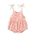 thumbnail image 2 of Franhais Baby Girl's Romper, Daisy Print Sleeveless Sling Bodysuit One-piece Suit, 2 of 9