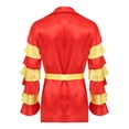 thumbnail image 6 of Sxiwei Mens Rumba Samba Dance Costume Long Sleeve Coat Tunic with Belt for Carnival Halloween Party Burgundy XXL, 6 of 7
