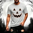 thumbnail image 2 of Bibifish Mens T Shirts Short Sleeve Crew Neck Outline Pumpkin Print Tees Simple Halloween Lightweight Daily Summer Tops, 2 of 4