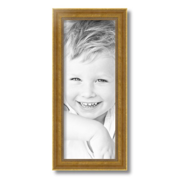 ArtToFrames 7" x 18" Antique Gold Picture Frame, 7x18 inch Gold Wood Poster Frame (WOM-2035), Pack