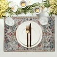 thumbnail image 3 of Boho Carpet Placemats Set of 4 Vintage Orange Blue Ethnic Bohemian Floral Carpet Linen Washable Kitchen Dining Table Mats Stain Heat-Resistant Desktop Decor Place Mats for Home Party Indoor 12x18 in, 3 of 6