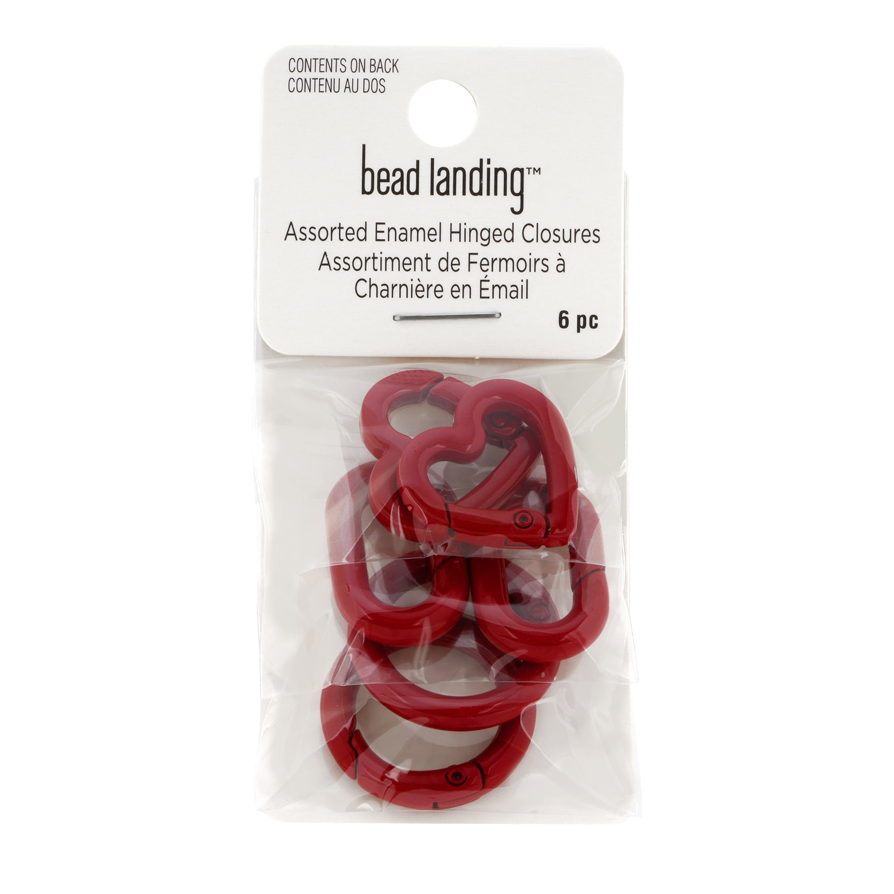Bead Landing Assorted Enamel Hinged Closures - 6 Closures per Set (72 Total), Nickel-Free Zinc Alloy in Heart, Oval & Round Shapes for Jewelry Making, 12 Pack