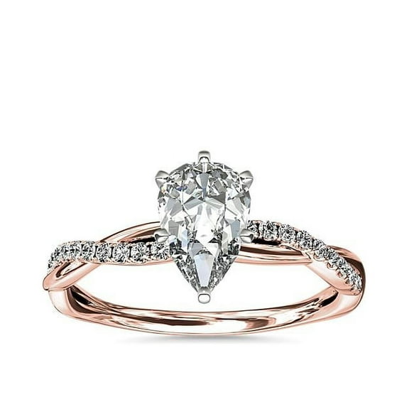 Diamond-Capitals 2.25 Carat PPear Cut (D/VVS1) Moissanite New Infinity Design Engagement Ring for Women Solid 18K Rose Gold Ring Size 7