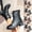 Brown, variant on Women's Lace Up Ankle Combat Boots, Round Cap Toe Chunky Block Heel Faux Leather Boots, Back Zipper Fashion Short Boots