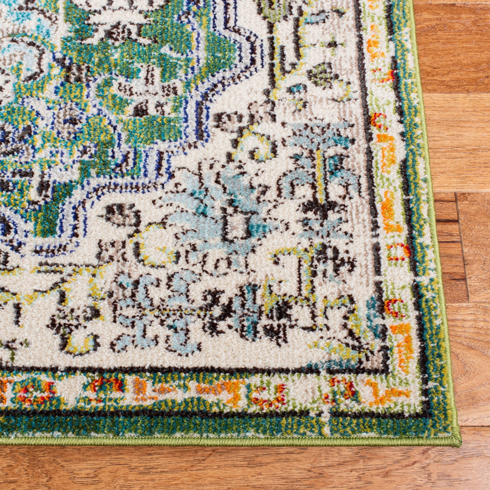 SAFAVIEH Madison Joandra Vintage Floral Area Rug, Green/Turquoise, 3' x 5'