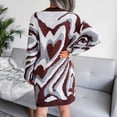 thumbnail image 6 of Women's Sweater Heart Color Block Long Sleeve Crew Neck Mid-Length Knitted Mini Dress Jumper Top, 6 of 7