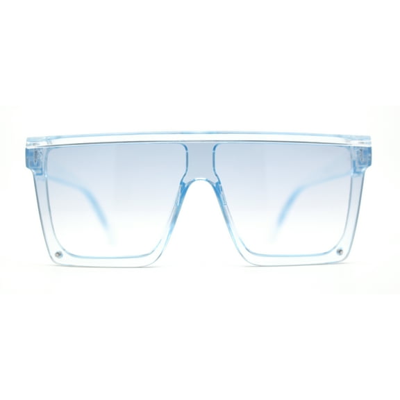 Girls Child Size Candy Pop Color Flat Top Shield Diva Sunglasses Blue