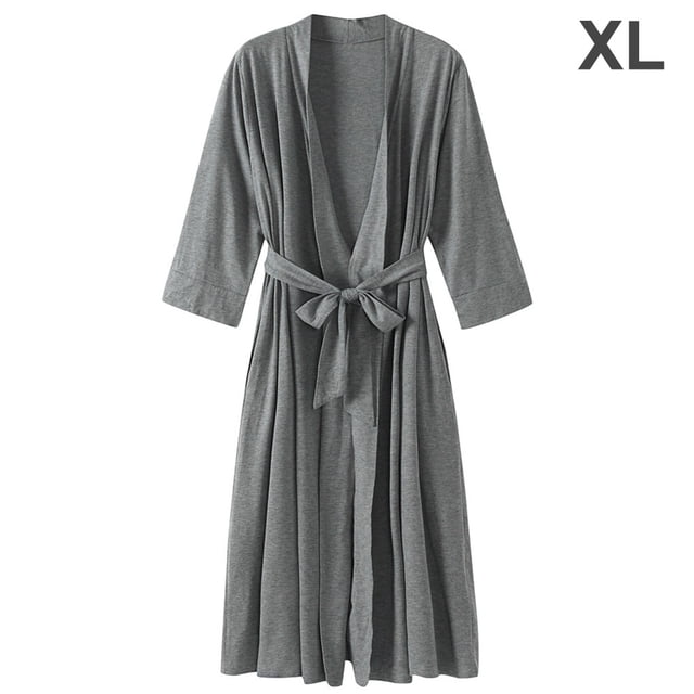 Bata de noche con cuello en V, ropa de dormir sexy, bata de mujer, vestido de noche, gris, XL kenally AP000943-04