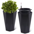 thumbnail image 4 of Bingirl Tall Diamond Planters Set of 2 Distinctive Shape Design Water Level Window Smooth Rolling Wheels Versatile Placement for Patio Porch Living Room Home Office, 4 of 10