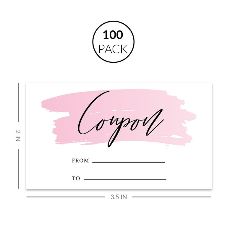 Koyal Wholesale Pink Brushed Stroke Blank Coupon Is Redeemable For Voucher  Cards, Loyalty Certificate Coupons, 100-Pack - Walmart.com