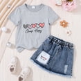 thumbnail image 2 of kmaduk Kids Toddler Girls Summer Clothes Leopard Butterfly Print T-Shirt + Belted Denim Jeans Shorts 3PCS Outfits Q,Size 6-7 Years, 2 of 4