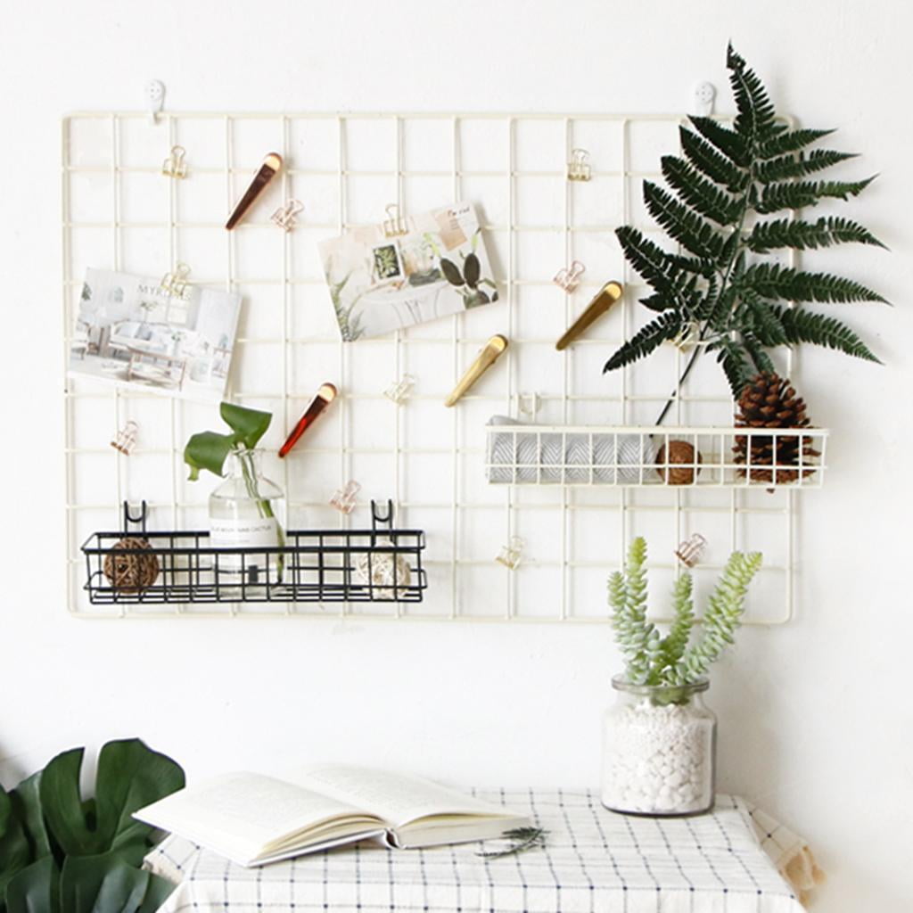 Fiocias 3 Pack Mesh Wall Metal Wire Basket, Grid Panel Hanging Tray, Wall Mount, 40x10cm