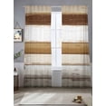 thumbnail image 2 of Brown Wood Grain Sheer Curtains 96 Inch Length 2 Panels Set, Vintage Country Geometric Striped Voile Window Treatment Semi Sheer Long Curtains Drapes for Bedroom/Living Room/Kitchen 52"x96"x2, 2 of 7
