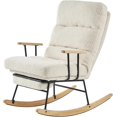 thumbnail image 1 of Glider Chair, Modern Teddy Gliding Rocking Chair with High Back, Retractable Footrest, and Adjustable Back Angle for Nursery, Living Room, and Bedroom (Beige), 1 of 8