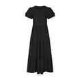 thumbnail image 5 of Efsteb Summer Dresses for Women Crew Neck Long Dress Short Sleeve Sundresses Classic Solid Color Casual Loose Comfy Fashion Spring Dresses (Black,XXL), 5 of 9