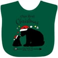 thumbnail image 3 of Inktastic Our First Christmas Bears in Santa Hats with Ornaments 2025 Boys or Girls Baby Bib, 3 of 4