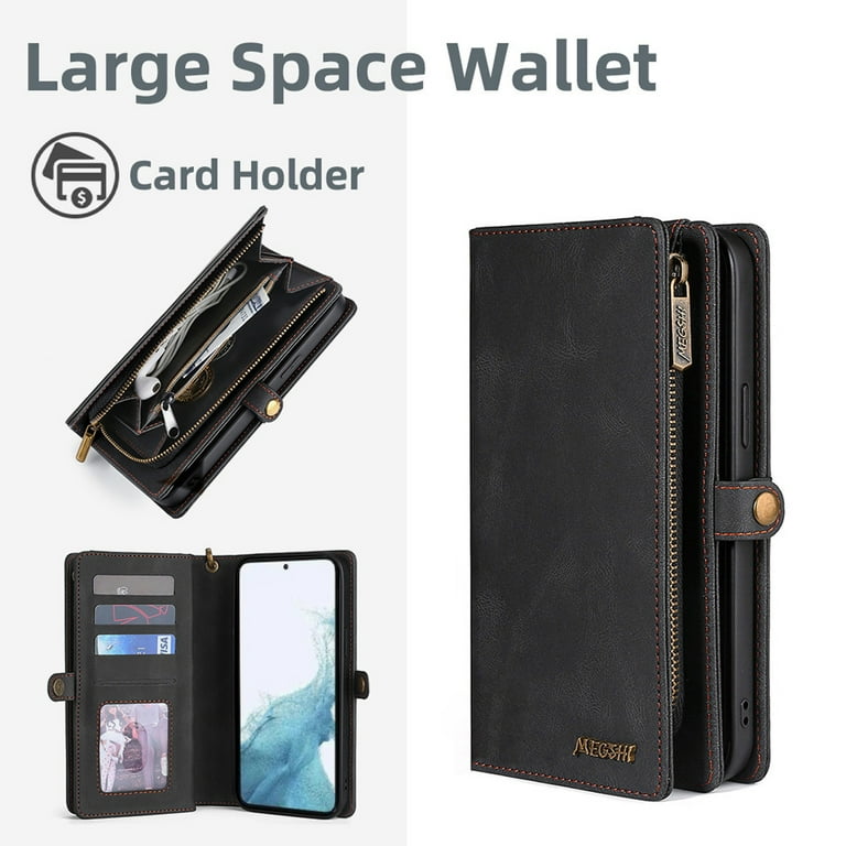 for Samsung Galaxy S23 Plus Zipper Leather Wallet Case with Credit