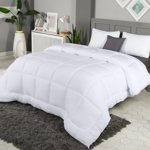All Weather Twin Comforter, Lightweight Down Alternative Duvet Insert, Box Stitch Design for Durability, Breathable and Cozy, Machine Washable, White