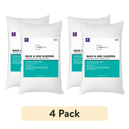 Mainstays Back & Side Sleeper Bed Pillow, King - Extra Firm Support (4 Pack)