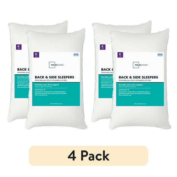 Mainstays Back & Side Sleeper Bed Pillow, King - Extra Firm Support (4 Pack)